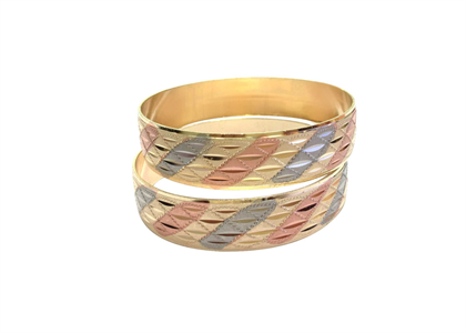 Tri Tone Plated | Diamond Cut Bangles